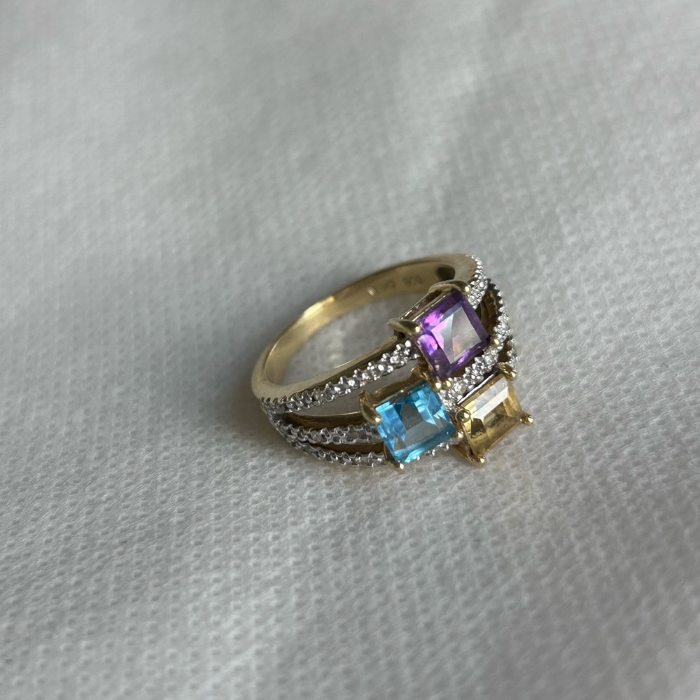 14K Yellow Gold Gemstones W/ Diamonds -READ DESCRIPTION-